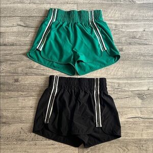 2 Pairs Pinkblush Green & Black Athletic Shorts.